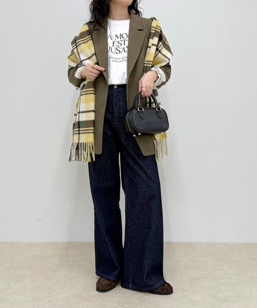 fredy emue(フレディエミュ)の「ソフトチェックストール(ストール/ショール・レディース・ホワイト系その他/イエロー系その他/ブルー系その他/ベージュ系その他/グレー系その他・FREE)」の11枚目の写真