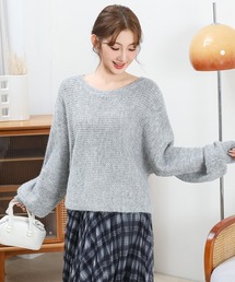 バック リボン ゆる ニット プルオーバー