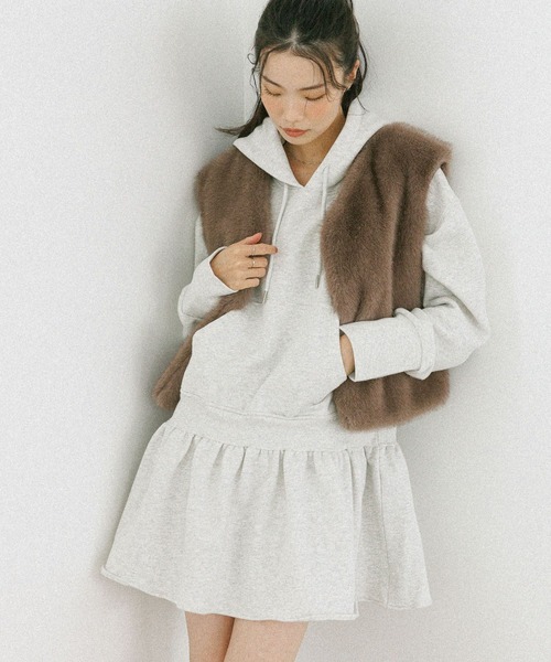 Heather（ヘザー）の「MIXファーショートベスト　604697（ベスト・レディース・ベージュ/ブラウン/アイボリー・FREE）」の2枚目の写真