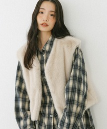 Heather | MIXファーショートベスト　604697(ベスト)