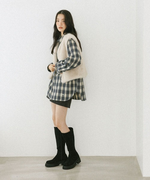 Heather（ヘザー）の「MIXファーショートベスト　604697（ベスト・レディース・ベージュ/ブラウン/アイボリー・FREE）」の10枚目の写真