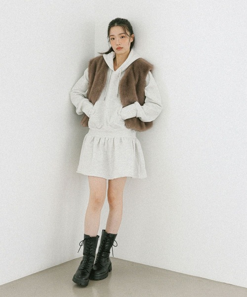 Heather（ヘザー）の「MIXファーショートベスト　604697（ベスト・レディース・ベージュ/ブラウン/アイボリー・FREE）」の14枚目の写真