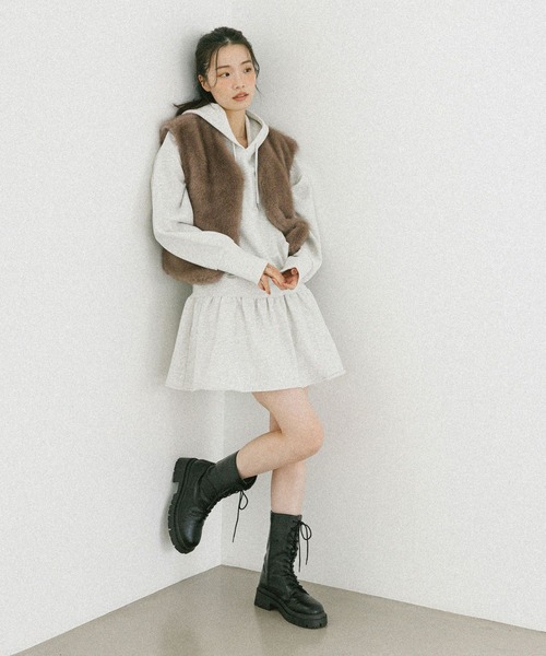 Heather（ヘザー）の「MIXファーショートベスト　604697（ベスト・レディース・ベージュ/ブラウン/アイボリー・FREE）」の15枚目の写真