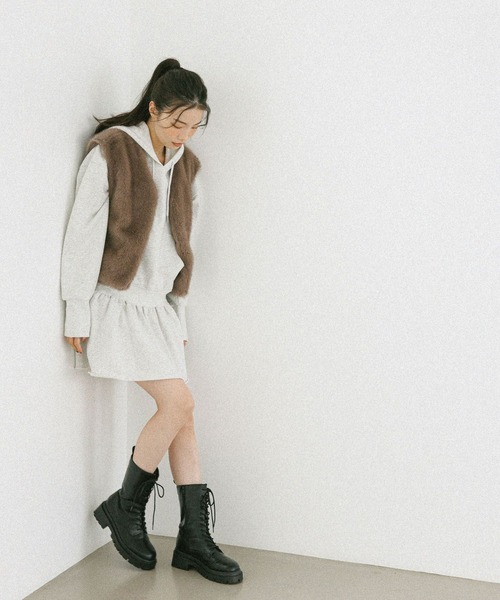 Heather（ヘザー）の「MIXファーショートベスト　604697（ベスト・レディース・ベージュ/ブラウン/アイボリー・FREE）」の16枚目の写真