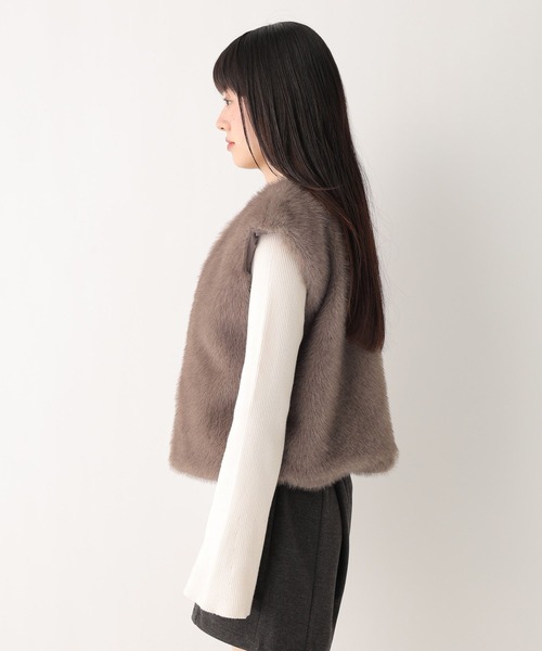 Heather（ヘザー）の「MIXファーショートベスト　604697（ベスト・レディース・ベージュ/ブラウン/アイボリー・FREE）」の18枚目の写真