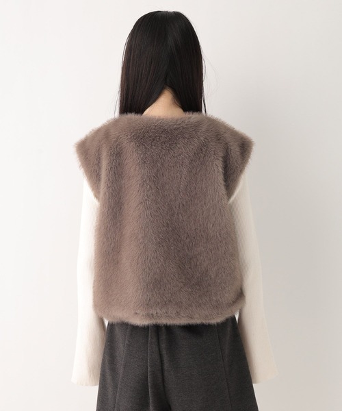 Heather（ヘザー）の「MIXファーショートベスト　604697（ベスト・レディース・ベージュ/ブラウン/アイボリー・FREE）」の19枚目の写真