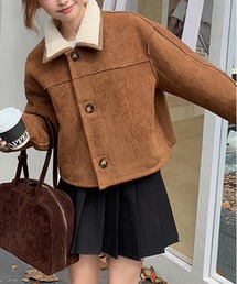 shyam inspiration(シャムインスピレーション)のムートン風ショートジャケットコート/リバーシブルジャケット(ムートンコート)