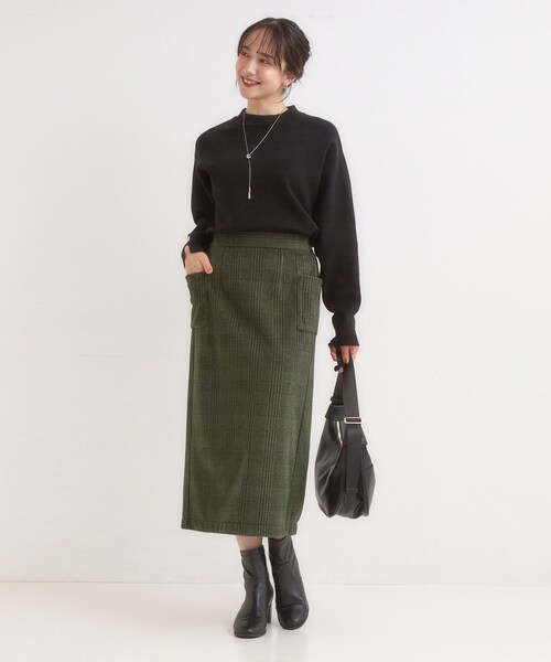 SHOO・LA・RUE（シューラルー）の「【S-LL/あったか】大人レディな着こなしに シャギーチェックスカート（スカート・レディース・チャコールグレー/オリーブ系1/イエロー系9・01/02/04/03）」の21枚目の写真