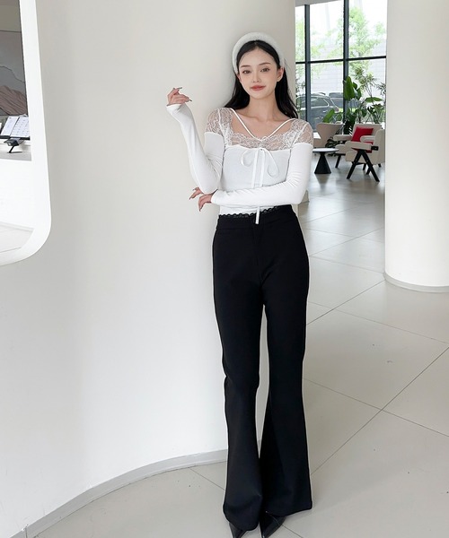 Jasmine Grandiflorum(ジャスミングランディフローラム)の「【Jasmine】ハイウエストフレアパンツ(その他パンツ・レディース・ブラック/ベージュ・LARGE/MEDIUM/SMALL)」の5枚目の写真