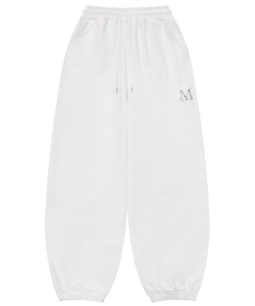 MUCENT(ムセント)の「A'GEM/9 × .kom 『MUCENT/ムーセント』 LASH METAL LOGO JOGGER SWEAT WIDE PANT/ラッシュメタルロゴジョガーワイドパンツ(その他パンツ・レディース・グレー/ブラック/アイボリー・S)」の2枚目の写真
