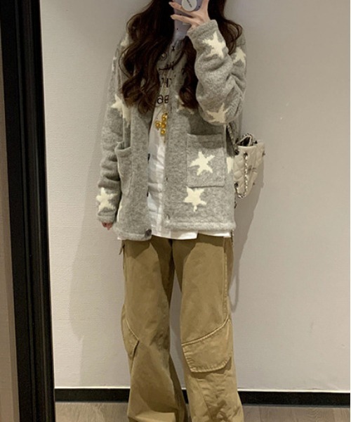 セール】WEGO/星柄ニットカーディガン/トップス（カーディガン/ボレロ