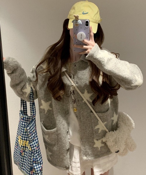 WEGO（ウィゴー）の「WEGO/星柄ニットカーディガン/トップス（カーディガン/ボレロ・レディース・その他1・MEDIUM/LARGE）」の2枚目の写真