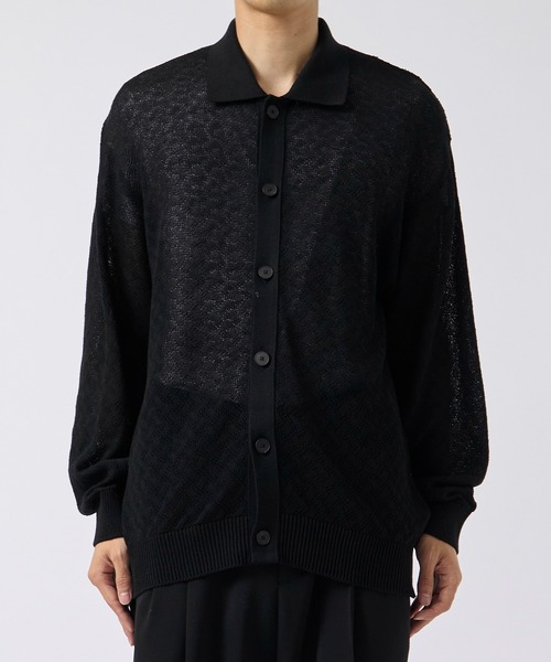 CITY TOKYO（シティトウキョウ）の「【CITY TOKYO/シティートーキョー】シアーニットポロカーディガン（カーディガン/ボレロ・メンズ・ブラック/ブラウン・2/1）」の4枚目の写真