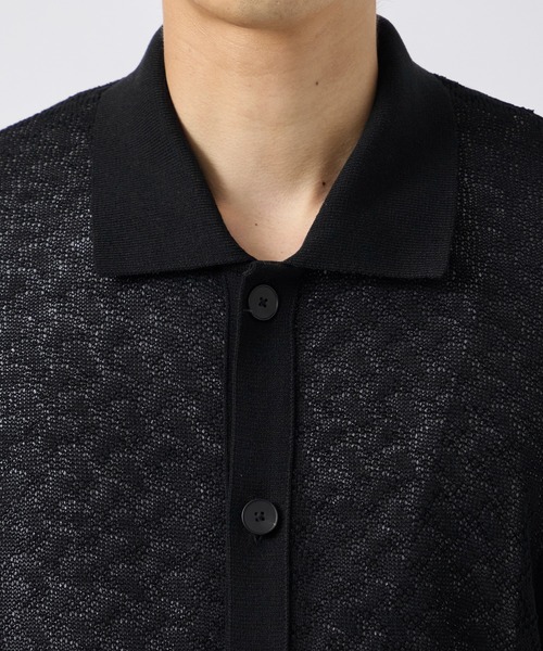 CITY TOKYO（シティトウキョウ）の「【CITY TOKYO/シティートーキョー】シアーニットポロカーディガン（カーディガン/ボレロ・メンズ・ブラック/ブラウン・2/1）」の7枚目の写真