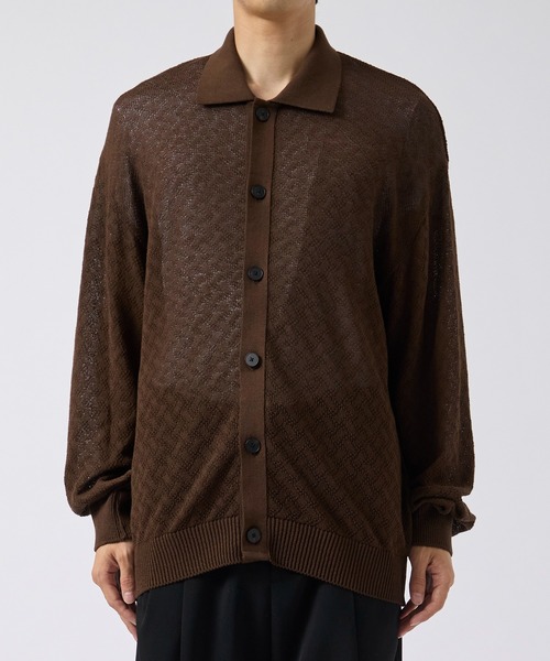CITY TOKYO（シティトウキョウ）の「【CITY TOKYO/シティートーキョー】シアーニットポロカーディガン（カーディガン/ボレロ・メンズ・ブラック/ブラウン・2/1）」の12枚目の写真