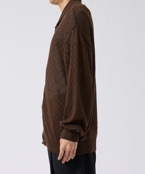 CITY TOKYO（シティトウキョウ）の「【CITY TOKYO/シティートーキョー】シアーニットポロカーディガン（カーディガン/ボレロ・メンズ・ブラック/ブラウン・2/1）」の13枚目の写真