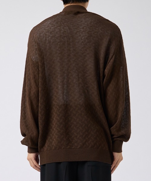 CITY TOKYO（シティトウキョウ）の「【CITY TOKYO/シティートーキョー】シアーニットポロカーディガン（カーディガン/ボレロ・メンズ・ブラック/ブラウン・2/1）」の14枚目の写真