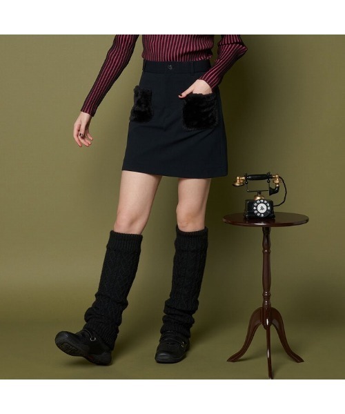 セール】【VIVA HEART/GOLF】ファーポケット 台形ミニスカート