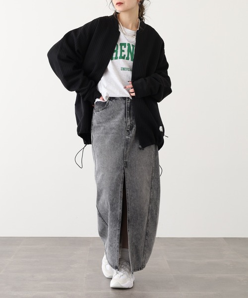 OMNES(オムネス)の「ラインキルト裾ドローコードMA-1 ブルゾン(MA-1・メンズ・ブラック/ライトカーキ/モカ/ネイビー・L/M)」の8枚目の写真