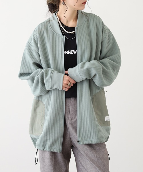 OMNES(オムネス)の「ラインキルト裾ドローコードMA-1 ブルゾン(MA-1・メンズ・ブラック/ライトカーキ/モカ/ネイビー・L/M)」の15枚目の写真