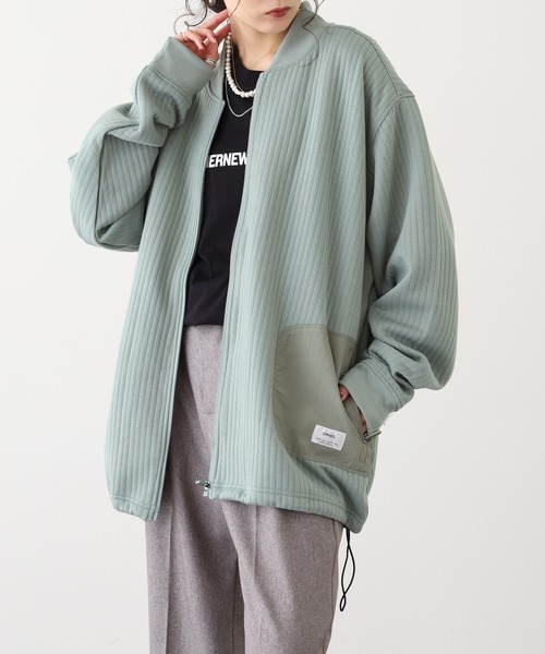 OMNES(オムネス)の「ラインキルト裾ドローコードMA-1 ブルゾン(MA-1・メンズ・ブラック/ライトカーキ/モカ/ネイビー・L/M)」の13枚目の写真