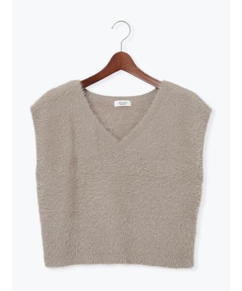 Te chichi TERRASSE（テチチテラス）の「シャギーVネックベスト（ニット/セーター・レディース・チャコールグレー/ピンク/パープル/モカ・F）」の10枚目の写真