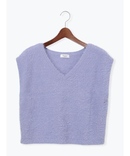 Te chichi TERRASSE（テチチテラス）の「シャギーVネックベスト（ニット/セーター・レディース・チャコールグレー/ピンク/パープル/モカ・F）」の11枚目の写真