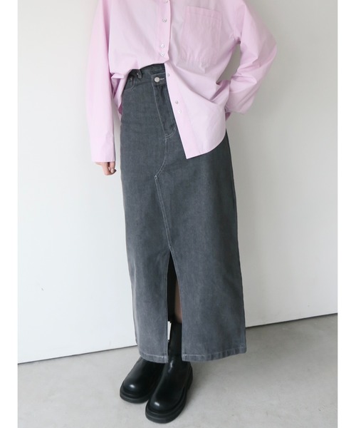 miies miim（ミーエスミーム）の「asymmetry denim skirt（デニムスカート・レディース・ブルー/グレー・FREE）」の2枚目の写真