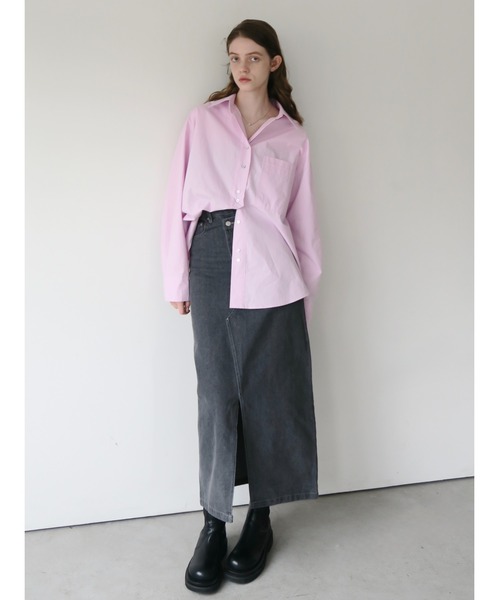 miies miim（ミーエスミーム）の「asymmetry denim skirt（デニムスカート・レディース・ブルー/グレー・FREE）」の6枚目の写真
