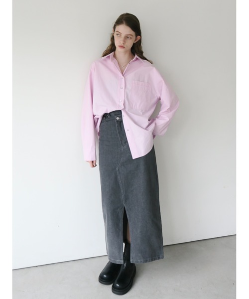 miies miim（ミーエスミーム）の「asymmetry denim skirt（デニムスカート・レディース・ブルー/グレー・FREE）」の7枚目の写真