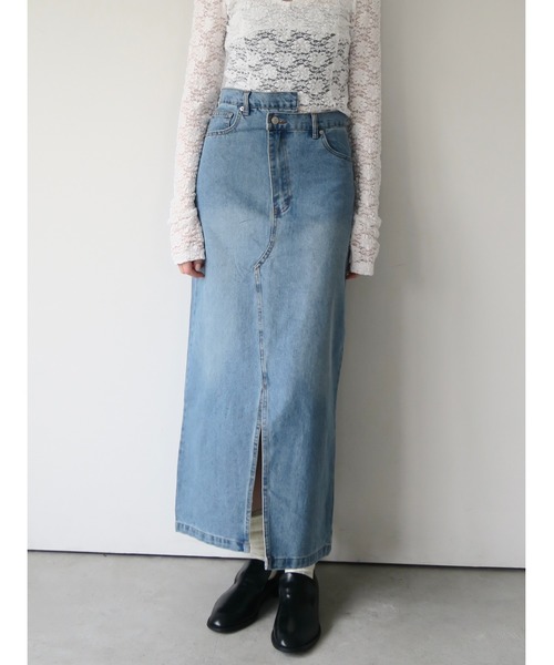miies miim（ミーエスミーム）の「asymmetry denim skirt（デニムスカート・レディース・ブルー/グレー・FREE）」の15枚目の写真