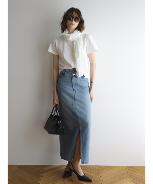 miies miim（ミーエスミーム）の「asymmetry denim skirt（デニムスカート・レディース・ブルー/グレー・FREE）」の13枚目の写真