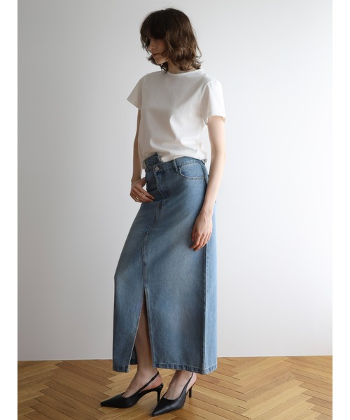 miies miim（ミーエスミーム）の「asymmetry denim skirt（デニムスカート・レディース・ブルー/グレー・FREE）」の10枚目の写真