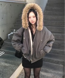 gossip！ロサンゼルス（ゴシップロサンゼルス）の「ボリュームフェイクファーフードブルゾン/あったか裏ボアブルゾン Y2K（ブルゾン）」