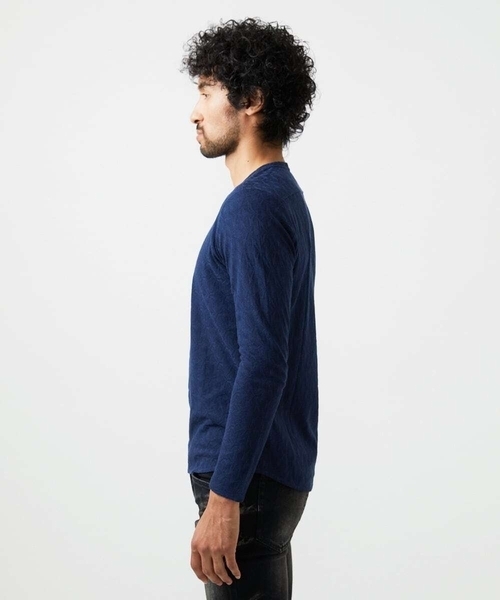 MICHEL KLEIN HOMME (ミッシェルクランオム)の「《日本製》リンクスVネック長袖カットソー(Tシャツ/カットソー・メンズ・ホワイト/ネイビー・MEDIUM/LARGE/X-LARGE)」の4枚目の写真