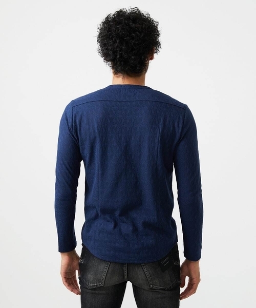 MICHEL KLEIN HOMME (ミッシェルクランオム)の「《日本製》リンクスVネック長袖カットソー(Tシャツ/カットソー・メンズ・ホワイト/ネイビー・MEDIUM/LARGE/X-LARGE)」の5枚目の写真