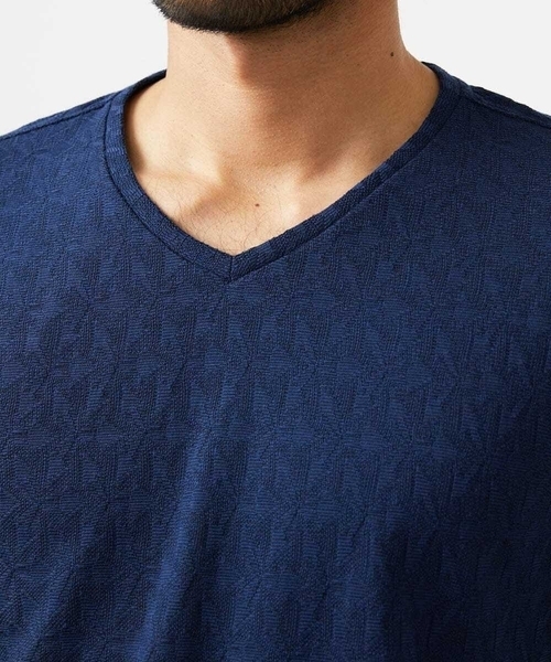 MICHEL KLEIN HOMME (ミッシェルクランオム)の「《日本製》リンクスVネック長袖カットソー(Tシャツ/カットソー・メンズ・ホワイト/ネイビー・MEDIUM/LARGE/X-LARGE)」の6枚目の写真