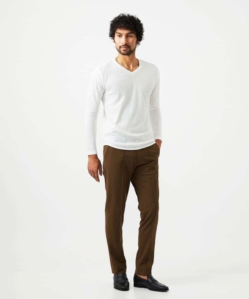 MICHEL KLEIN HOMME (ミッシェルクランオム)の「《日本製》リンクスVネック長袖カットソー(Tシャツ/カットソー・メンズ・ホワイト/ネイビー・MEDIUM/LARGE/X-LARGE)」の10枚目の写真
