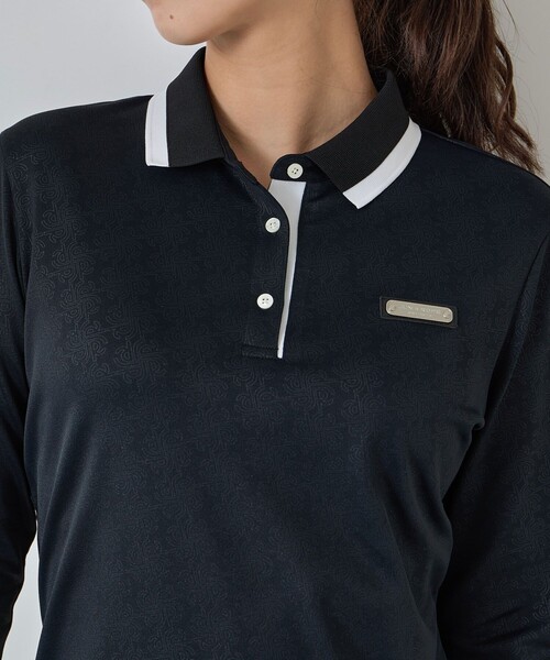 ジュン＆ロぺ（JUN&ROPE’）/モノグラム柄プリント長袖ポロ/UV・接触冷感 モノグラム柄プリント長袖ポロ/UV・接触冷感（ポロシャツ）｜JUN&ROPE