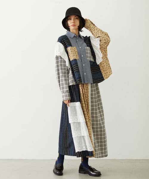 MILKFED.（ミルクフェド）の「PATCHED SHIRT（シャツ/ブラウス・レディース・ライトパープル/ベージュ/オフホワイト・ONE SIZE）」の17枚目の写真