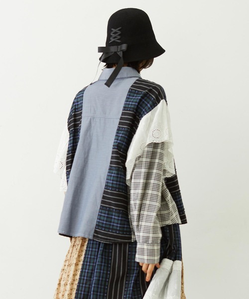 MILKFED.（ミルクフェド）の「PATCHED SHIRT（シャツ/ブラウス・レディース・ライトパープル/ベージュ/オフホワイト・ONE SIZE）」の9枚目の写真