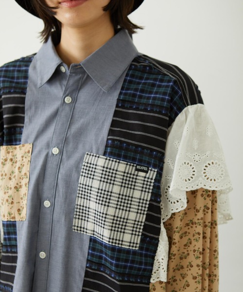 MILKFED.（ミルクフェド）の「PATCHED SHIRT（シャツ/ブラウス・レディース・ライトパープル/ベージュ/オフホワイト・ONE SIZE）」の11枚目の写真
