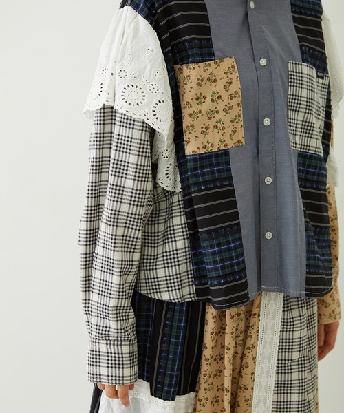 MILKFED.（ミルクフェド）の「PATCHED SHIRT（シャツ/ブラウス・レディース・ライトパープル/ベージュ/オフホワイト・ONE SIZE）」の14枚目の写真