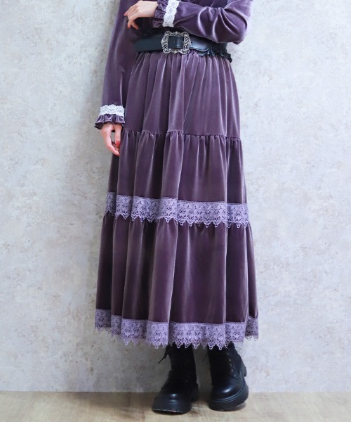 axes femme（アクシーズファム）の「ベロアティアードロングスカート