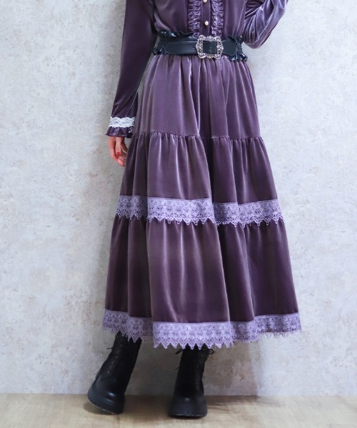 ベロアティアードロングスカート（スカート）｜axes femme（アクシーズ