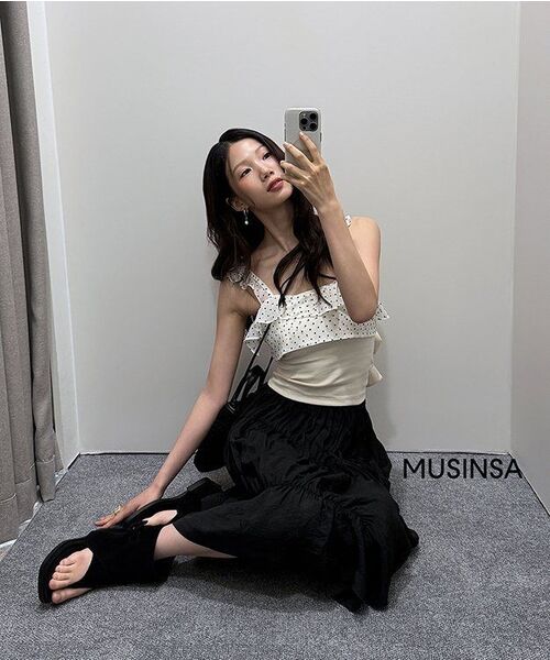 LETERIE(レテリー)の「DOT SEE-THROUGH BUSTIER_IVORY(Tシャツ/カットソー・レディース・アイボリー・FREE)」の5枚目の写真