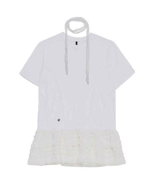FLAREUP(フレアアップ)の「Layered Frill T-Shirt (FL-167_White)(Tシャツ/カットソー・レディース・ホワイト・OS)」の1枚目の写真