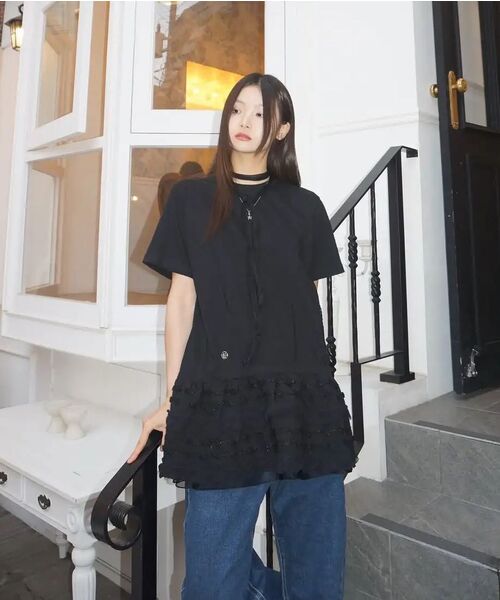 FLAREUP(フレアアップ)の「Layered Frill T-Shirt (FL-167_White)(Tシャツ/カットソー・レディース・ホワイト・OS)」の3枚目の写真