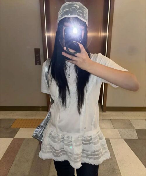 FLAREUP(フレアアップ)の「Layered Frill T-Shirt (FL-167_White)(Tシャツ/カットソー・レディース・ホワイト・OS)」の4枚目の写真