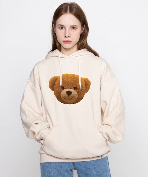 GRAVER（グレーバー）の「[UNISEX]ビッグOFベアフードティー_クリーム（パーカー・レディース・アイボリー・SMALL/MEDIUM/LARGE/X-LARGE）」の2枚目の写真